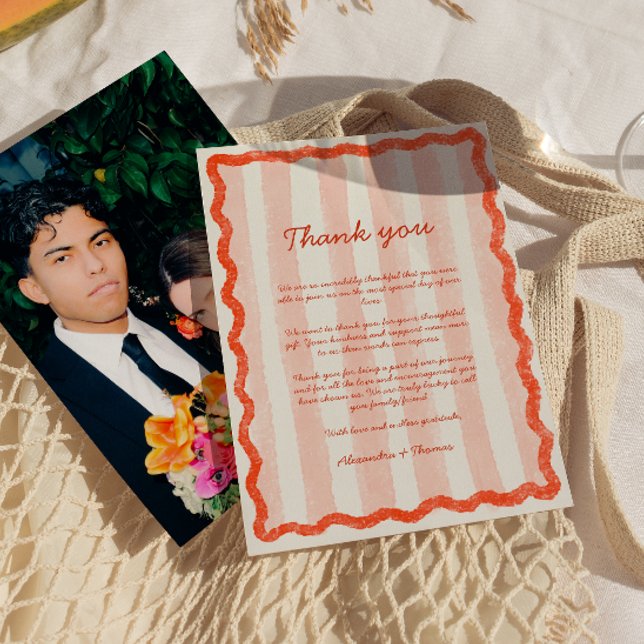 Whimsical Modern Pink & Red Wedding Thank you  Invitation (Creator Uploaded)
