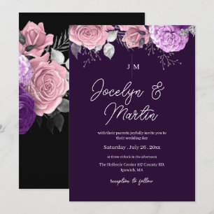 Whimsical Modern ⎮Purple Floral Wedding Invitation