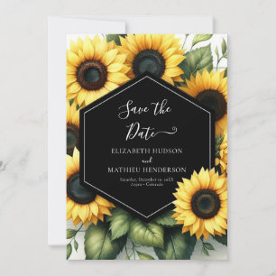 Whimsical Modern Sunflower Wedding Save The Date