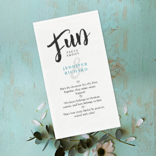 Whimsical Modern Wedding Black White Fun Facts  Napkin