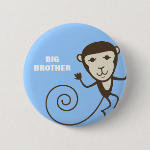 Whimsical Monkey Big Brother 6 Cm Round Badge