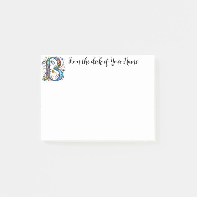 Whimsical Monogram B Post-it Notes (Front)