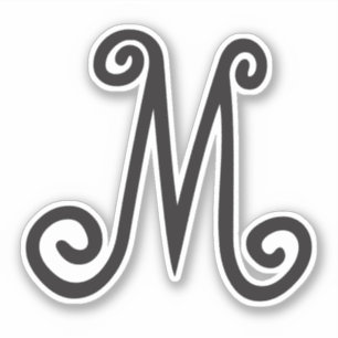 Whimsical Monogram Black Initial Sticker