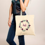 Whimsical Monogram Bridesmaid Favour Budget Tote<br><div class="desc">Embrace vintage elegance with our personalised canvas tote bag featuring a custom name and monogram template, beautifully framed by a whimsical rustic wreath adorned with lovely purple violet flowers. Make it uniquely yours with initials, creating an elegant, classy, and stylish accessory that's perfect for any occasion. This monogrammed tote bag...</div>