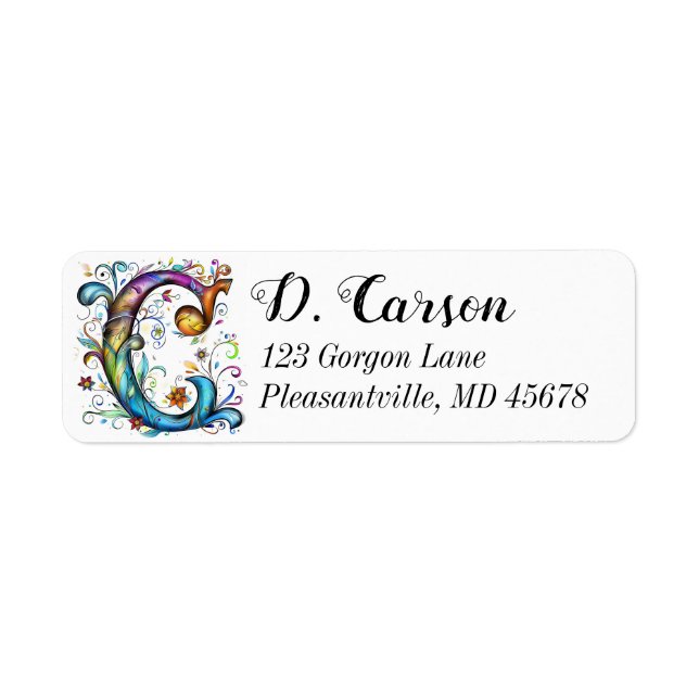 Whimsical Monogram C Return Address Label (Front)