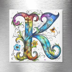 Whimsical Monogram K Magnet