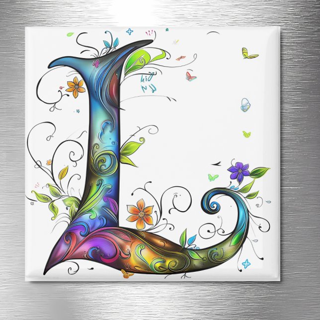 Whimsical Monogram L Magnet (Creator Uploaded)