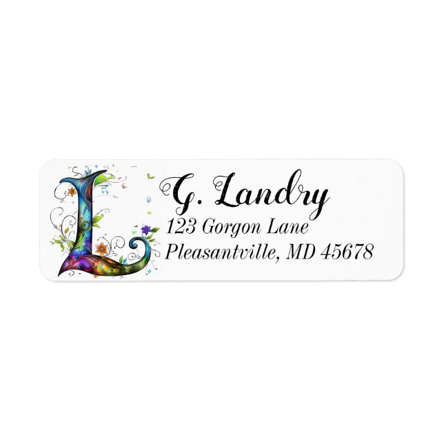 Whimsical Monogram L Return Address Label (Front)