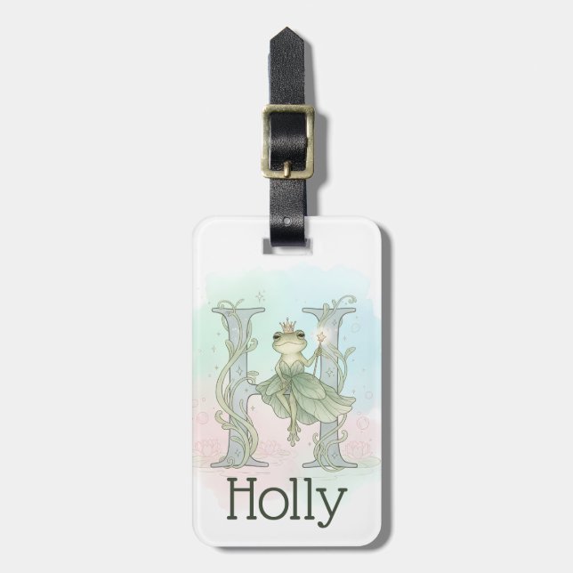 Whimsical Monogram Letter H Luggage Tag (Front Vertical)