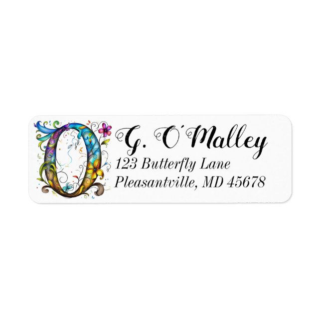 Whimsical Monogram O Return Address Label (Front)