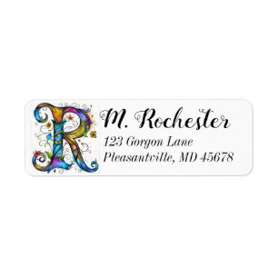 Whimsical Monogram R Return Address Label