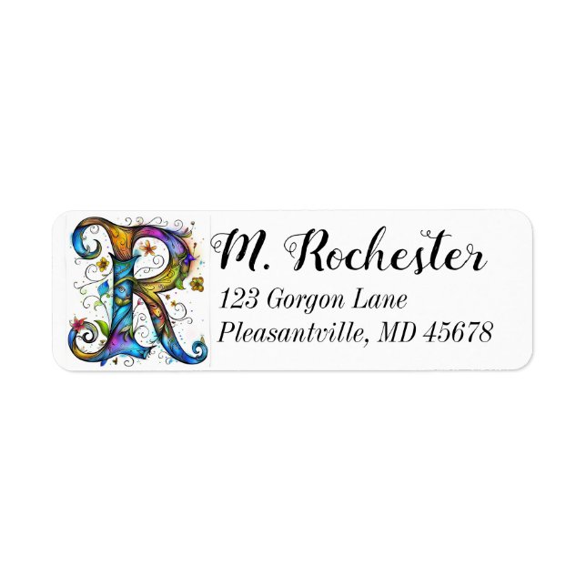 Whimsical Monogram R Return Address Label (Front)