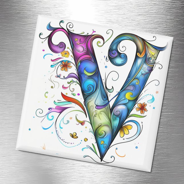 Whimsical Monogram V Magnet (Creator Uploaded)
