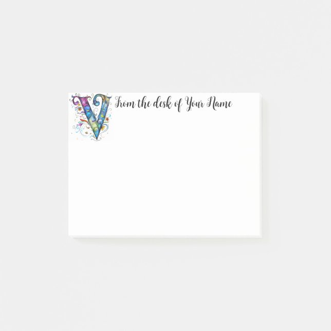 Whimsical Monogram V Post-it Notes (Front)
