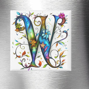 Whimsical Monogram W Magnet