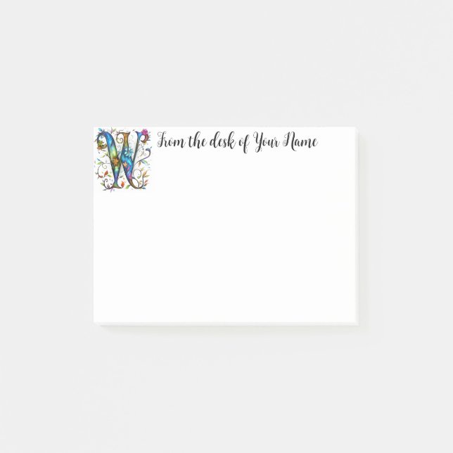 Whimsical Monogram W Post-it Notes (Front)