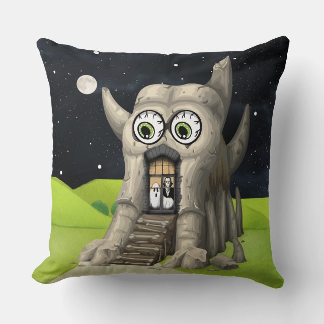 Whimsical Monster House Fantasy Decorative Cushion (Front)
