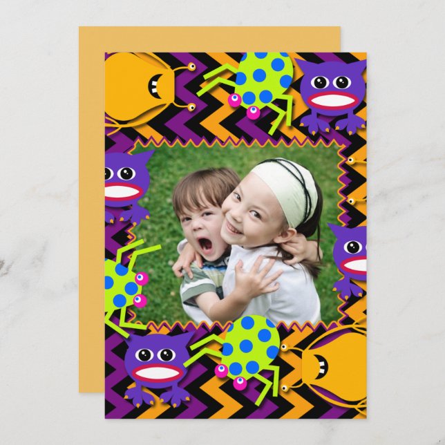 Whimsical Monsters Photo Card  (Front/Back)