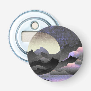 Whimsical Moon and Mountains Art Bottle Opener
