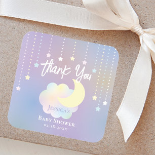 Whimsical Moon and Stars Baby Shower Thank You Square Sticker