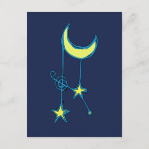 Whimsical Moon and Stars Postcard