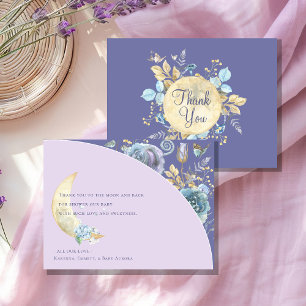Whimsical Moon Lavender Purple Baby Shower Thank You Card