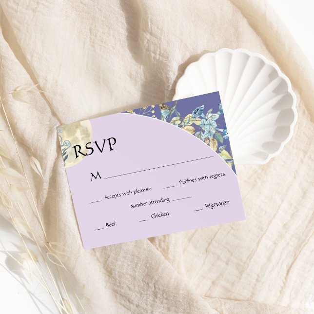 Whimsical Moon Purple Wedding RSVP Card (Creator Uploaded)