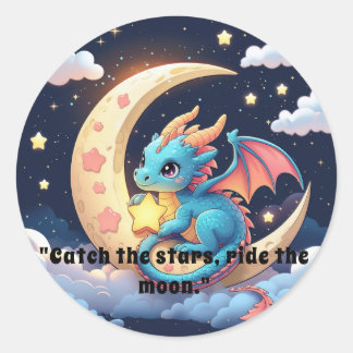Whimsical Moon & Star Creature Classic Round Sticker