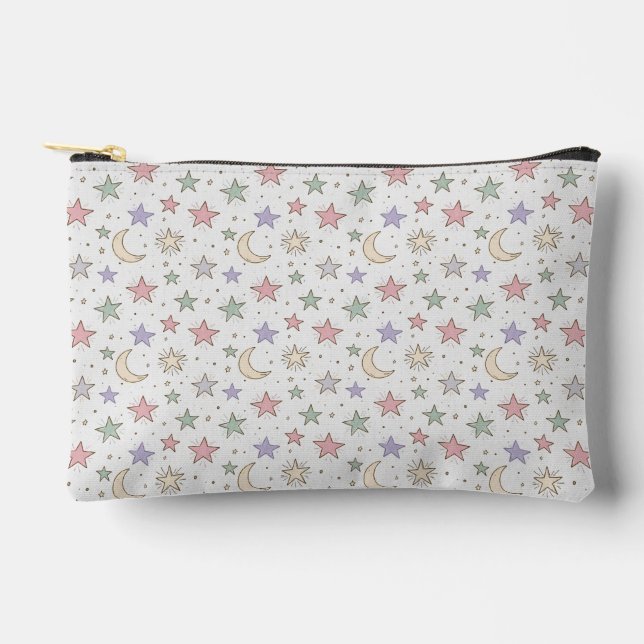 Whimsical Moon Star Pattern Accessory Pouch (Front)