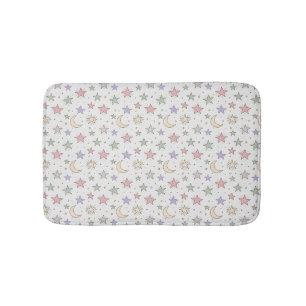 Whimsical Moon Star Pattern Bath Mat