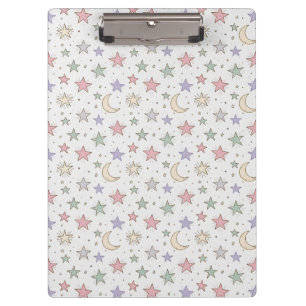 Whimsical Moon Star Pattern Clipboard