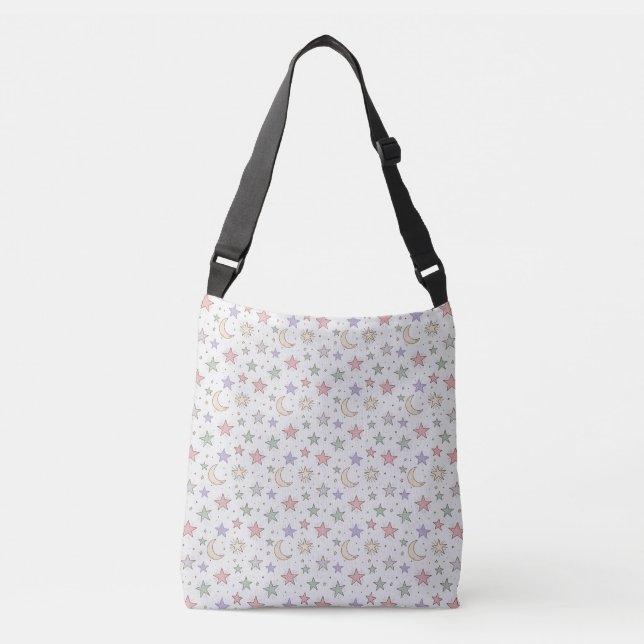 Whimsical Moon Star Pattern Crossbody Bag (Front)