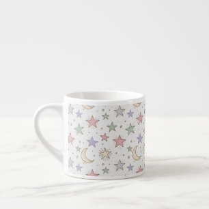Whimsical Moon Star Pattern Espresso Cup