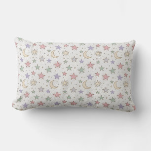 Whimsical Moon Star Pattern Lumbar Cushion