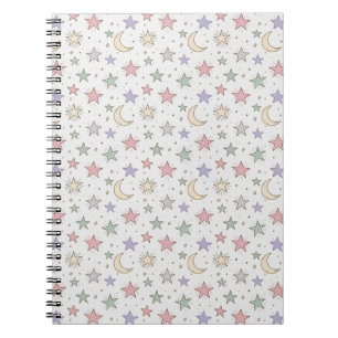Whimsical Moon Star Pattern Notebook