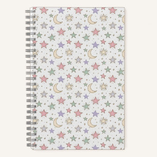 Whimsical Moon Star Pattern Notebook