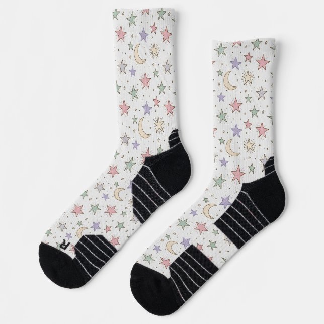 Whimsical Moon Star Pattern Socks (Left)