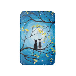 Whimsical Moon with Cats Bath Mat