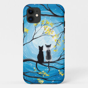 Whimsical Moon with Cats iPhone 11 Case
