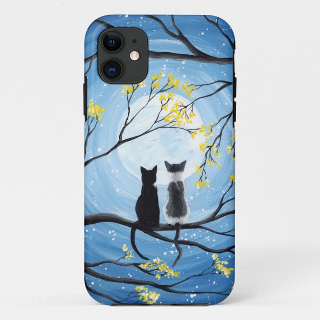 Whimsical Moon with Cats Case-Mate iPhone Case (Back)
