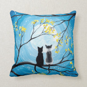 Whimsical Moon with Cats Cushion