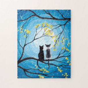 Whimsical Moon with Cats Jigsaw Puzzle