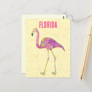 Whimsical Mosaic Flamingo Design Postcard