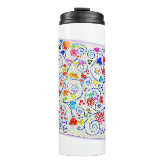 Whimsical Mosaic Hearts & Swirls Elegant Thermal Tumbler