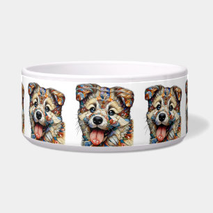 Whimsical Mosaic style patterned dog