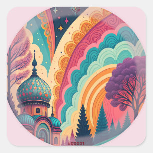 Whimsical Mosque Rainbow Sticker – Customisable