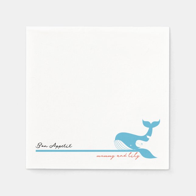  Whimsical Mother & Baby Whale Napkin (Front)
