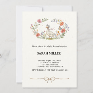 Whimsical Mother Goose Wildflower Baby Shower Invitation