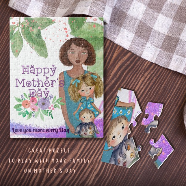 Whimsical Mother with kids | Mother's Day  Jigsaw Puzzle (Whimsical Mother with kids  Mother's Day Jigsaw Puzzle)