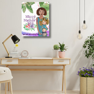 Whimsical Mother with kids Mother's Day Poster